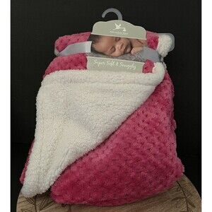 Adirondack Baby Super Soft Snuggly Dark Pink Fuchsia Sherpa Blanket 30" x 40"